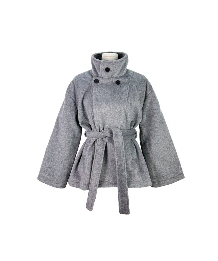 ハイネックダブルボタンハーフコート