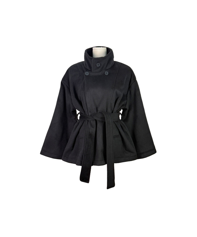 ハイネックダブルボタンハーフコート