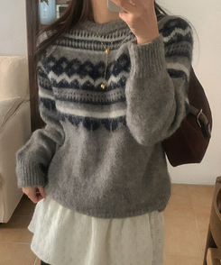 ベーシックノルディックニット GRAY