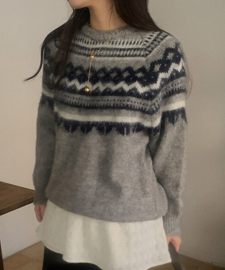 ベーシックノルディックニット GRAY