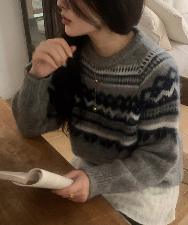 ベーシックノルディックニット GRAY