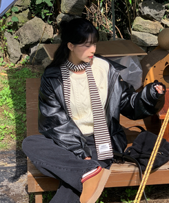 ストライプスカーフ BLACK