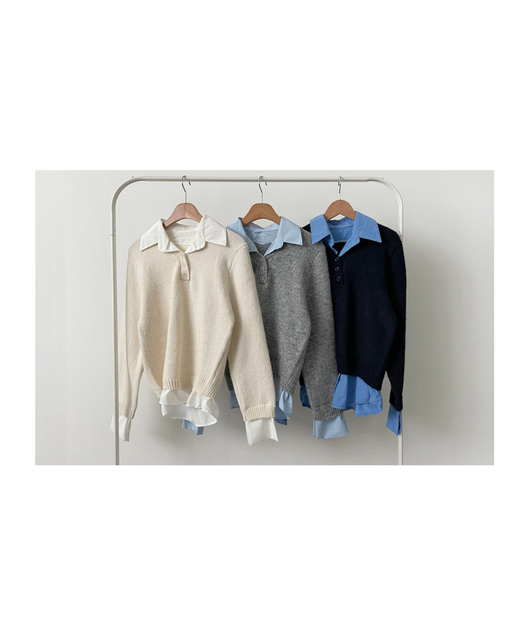 ワンレイヤードシャツニット