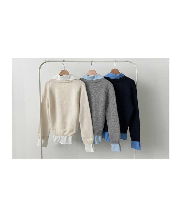 ワンレイヤードシャツニット