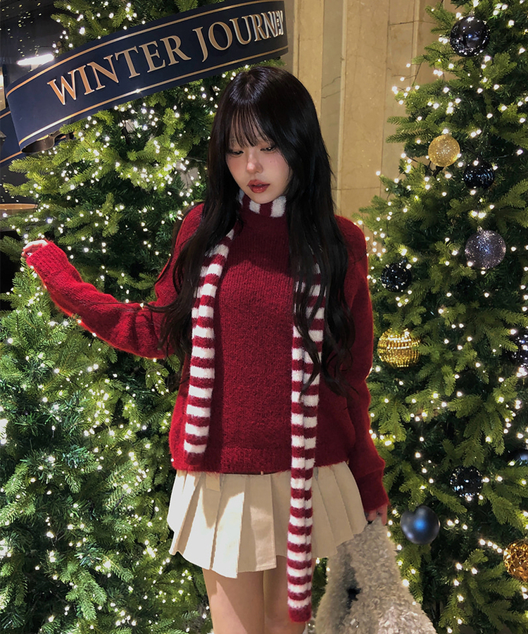 ステューシー‼️赤　エンジ　ストライプ ニットマフラー‼️ アメリカ製‼️オールド‼️ ステューシー‼️赤 エンジ ストライプ ニットマフラー‼️ アメリカ製