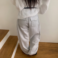 【起毛】ヒーティングサイドピンタックトレーニングパンツ MELANGE WHITE