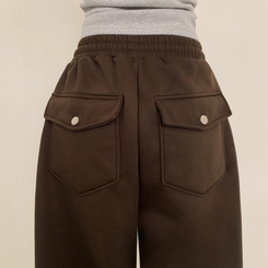 【起毛】ヒーティングサイドピンタックトレーニングパンツ BROWN