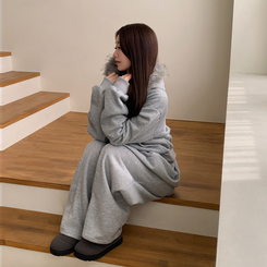 【起毛】ヒーティングサイドピンタックトレーニングパンツ GREY