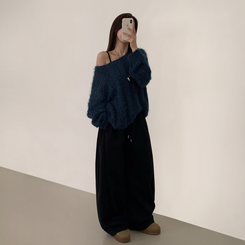 【起毛】ヒーティングサイドピンタックトレーニングパンツ BLACK