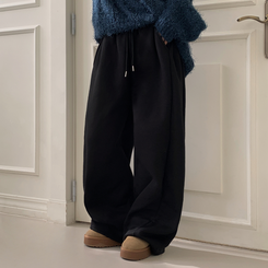 【起毛】ヒーティングサイドピンタックトレーニングパンツ BLACK