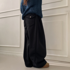 【起毛】ヒーティングサイドピンタックトレーニングパンツ BLACK