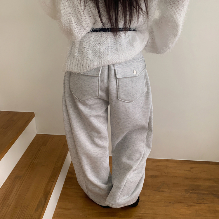 【起毛】ヒーティングサイドピンタックトレーニングパンツ MELANGE WHITE