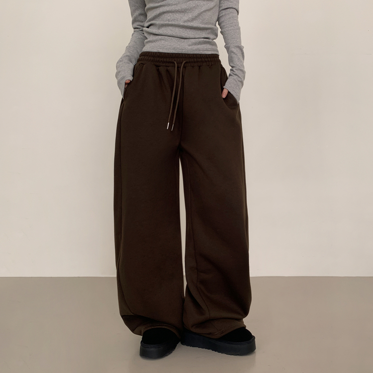 【起毛】ヒーティングサイドピンタックトレーニングパンツ BROWN