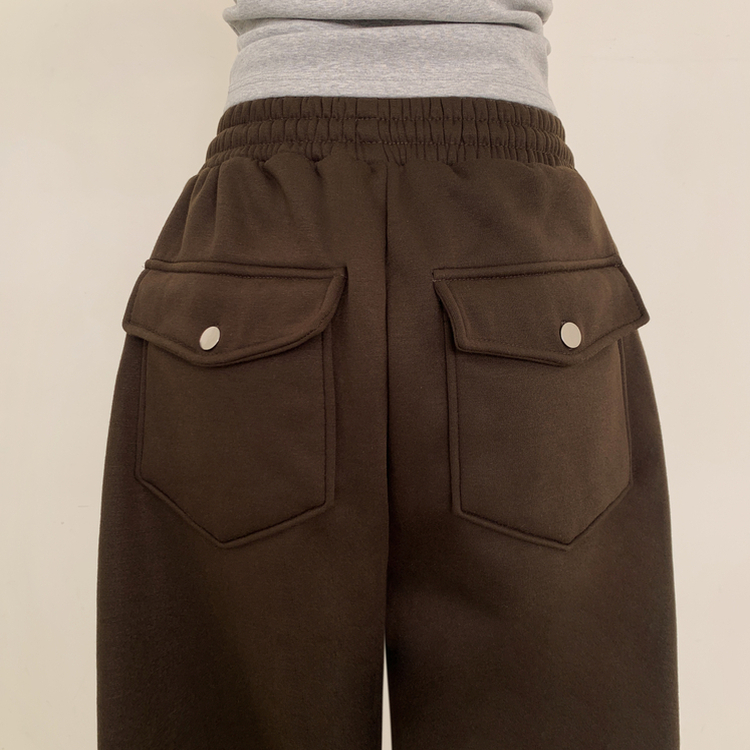 【起毛】ヒーティングサイドピンタックトレーニングパンツ BROWN