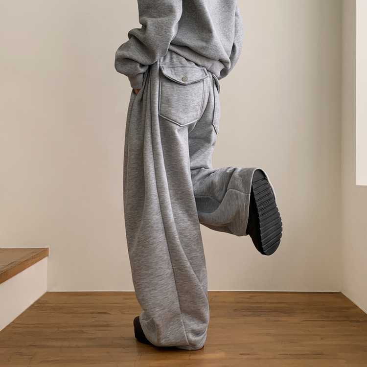 【起毛】ヒーティングサイドピンタックトレーニングパンツ GREY