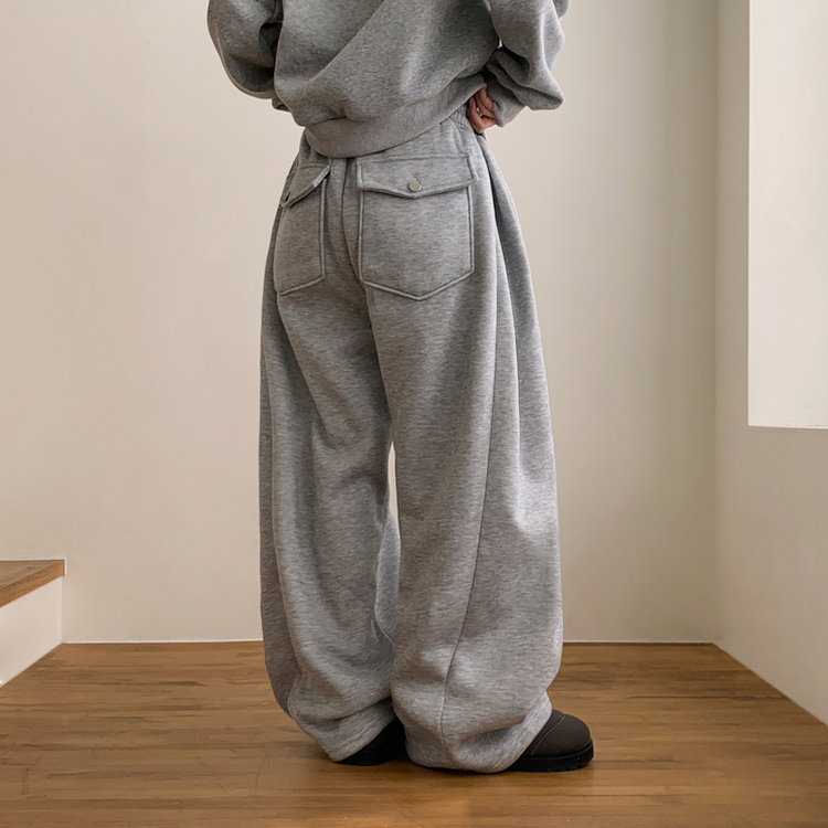 【起毛】ヒーティングサイドピンタックトレーニングパンツ GREY