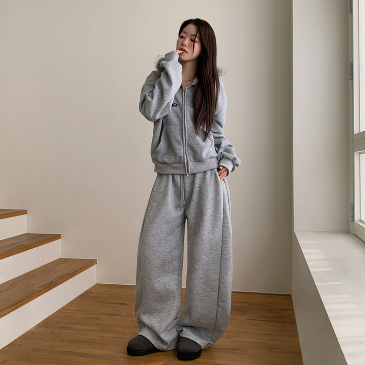 【起毛】ヒーティングサイドピンタックトレーニングパンツ GREY