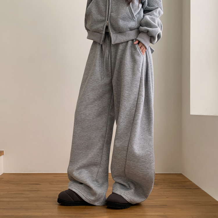 【起毛】ヒーティングサイドピンタックトレーニングパンツ GREY