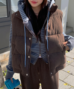 【起毛】ストライプウォーマーフードジャンパー  SOFT BLUE