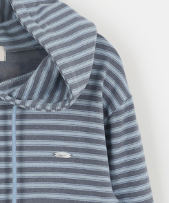 【起毛】ストライプウォーマーフードジャンパー