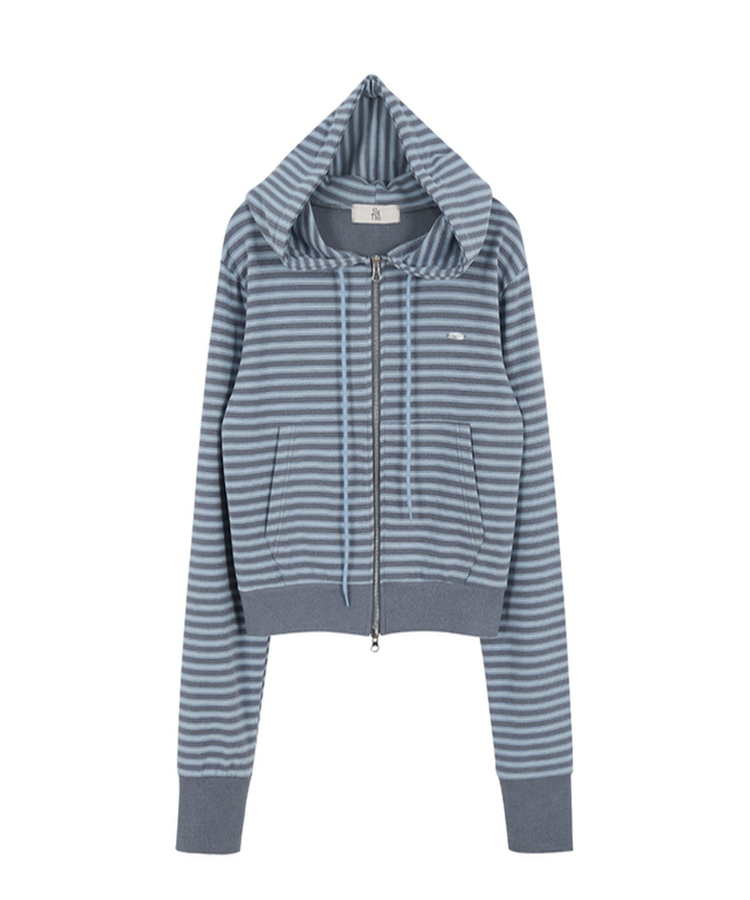 【起毛】ストライプウォーマーフードジャンパー