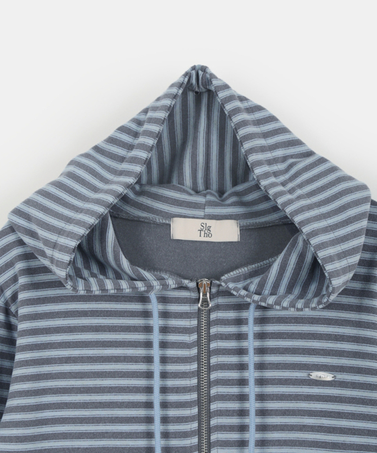 【起毛】ストライプウォーマーフードジャンパー