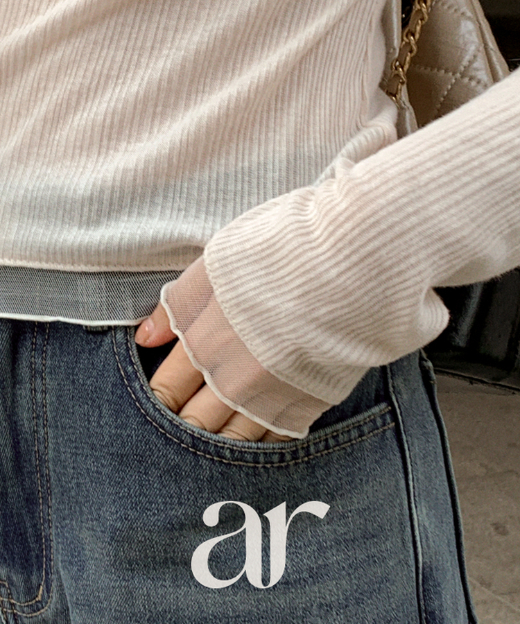 （華奢見えシルエット／伸縮性あり）ヘイラ メッシュカラーロングTシャツ CREAM