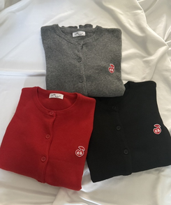 【❤️MADE】 刺繍ラウンドネックカーディガン BLACK