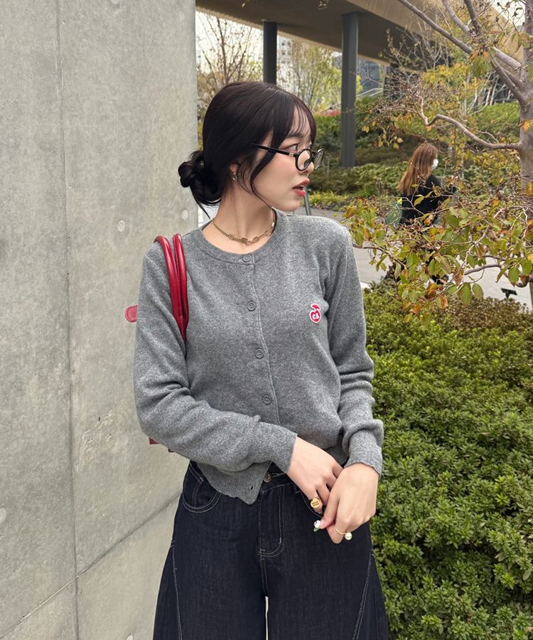 【❤️MADE】 자수 라운드 가디건 그레이