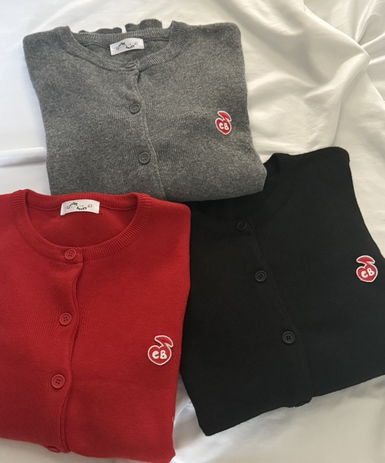 【❤️MADE】 刺繍ラウンドネックカーディガン BLACK