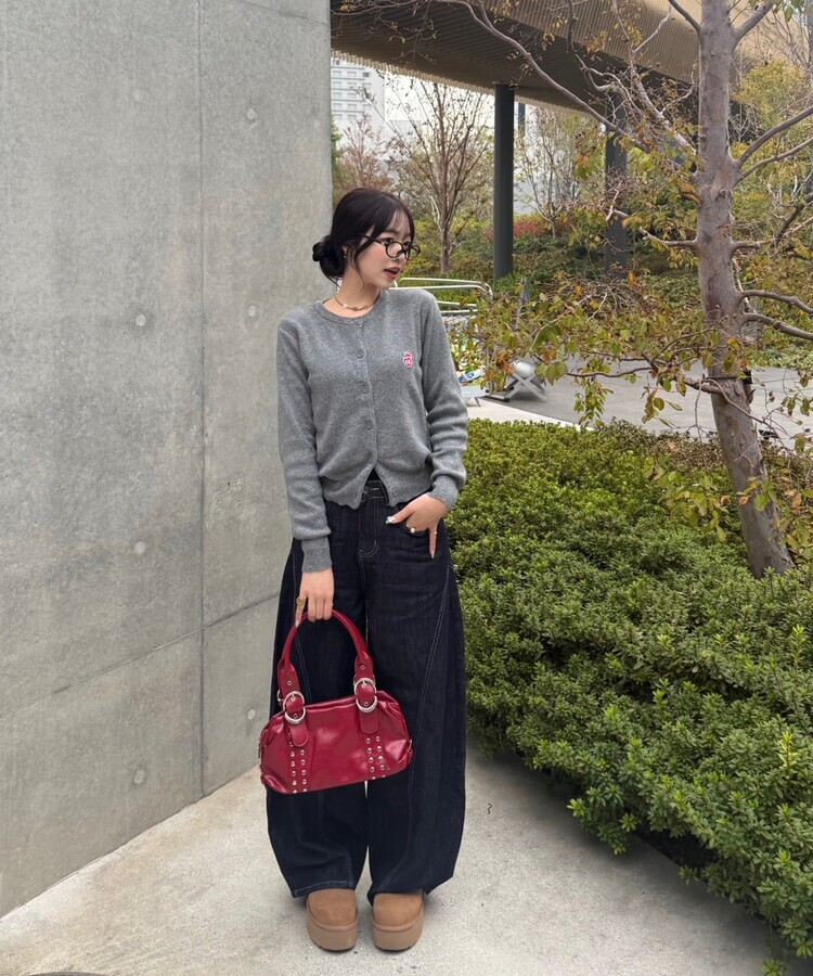 【❤️MADE】 자수 라운드 가디건 그레이