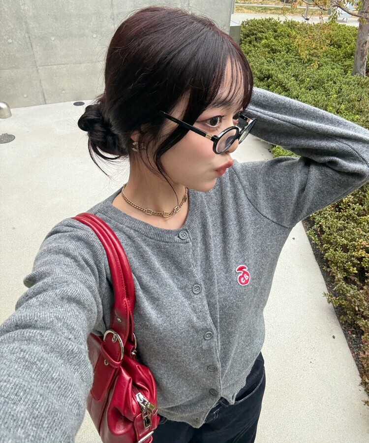 【❤️MADE】 자수 라운드 가디건 그레이