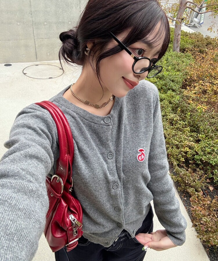 【❤️MADE】 자수 라운드 가디건 그레이