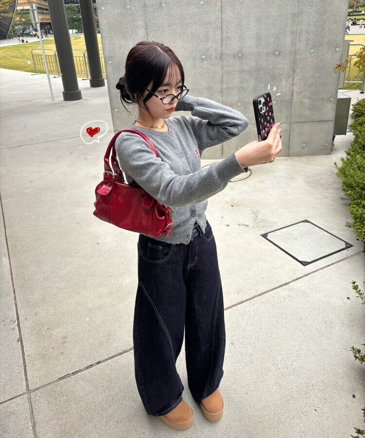 【❤️MADE】 자수 라운드 가디건 그레이