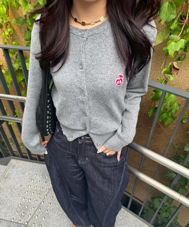 【❤️MADE】 자수 라운드 가디건 그레이