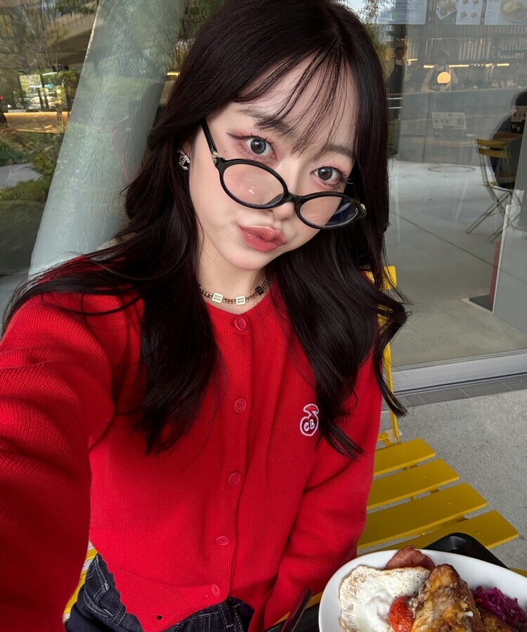 【❤️MADE】 자수 라운드 가디건 레드