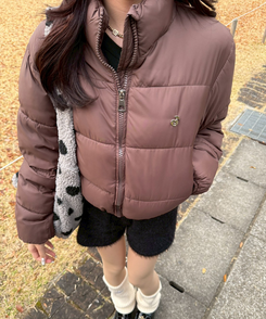 【❤️MADE】 ブローチ付きベーシックショートダウン BROWN