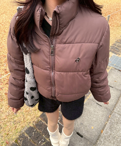 【❤️MADE】 ブローチ付きベーシックショートダウン BROWN