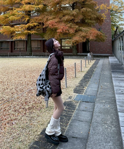 【❤️MADE】 ブローチ付きベーシックショートダウン BROWN