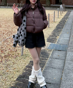 【❤️MADE】 ブローチ付きベーシックショートダウン BROWN