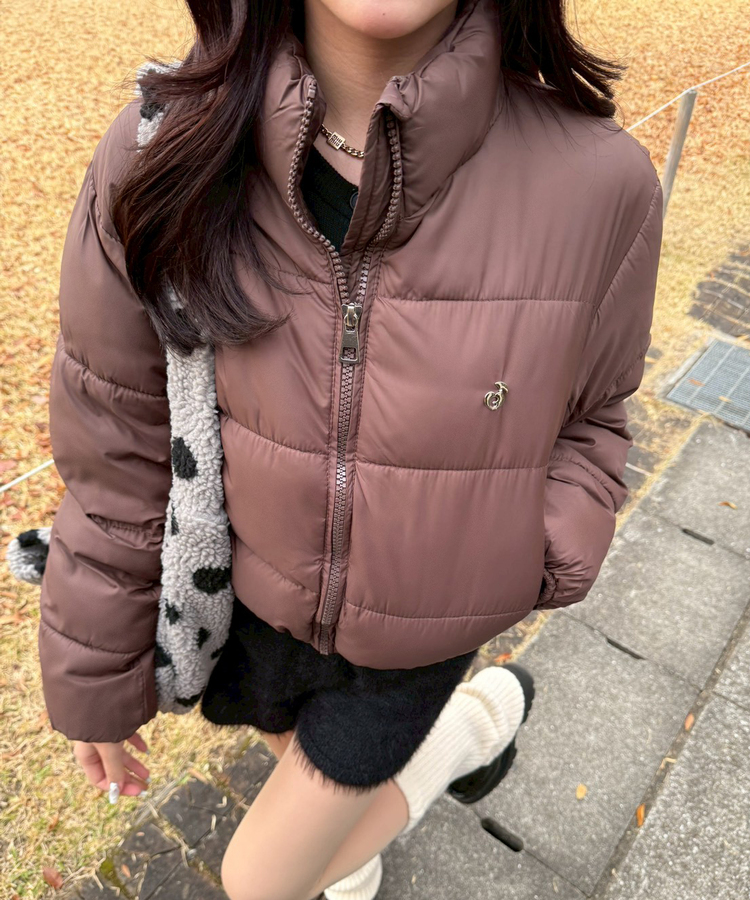 【❤️MADE】 ブローチ付きベーシックショートダウン BROWN