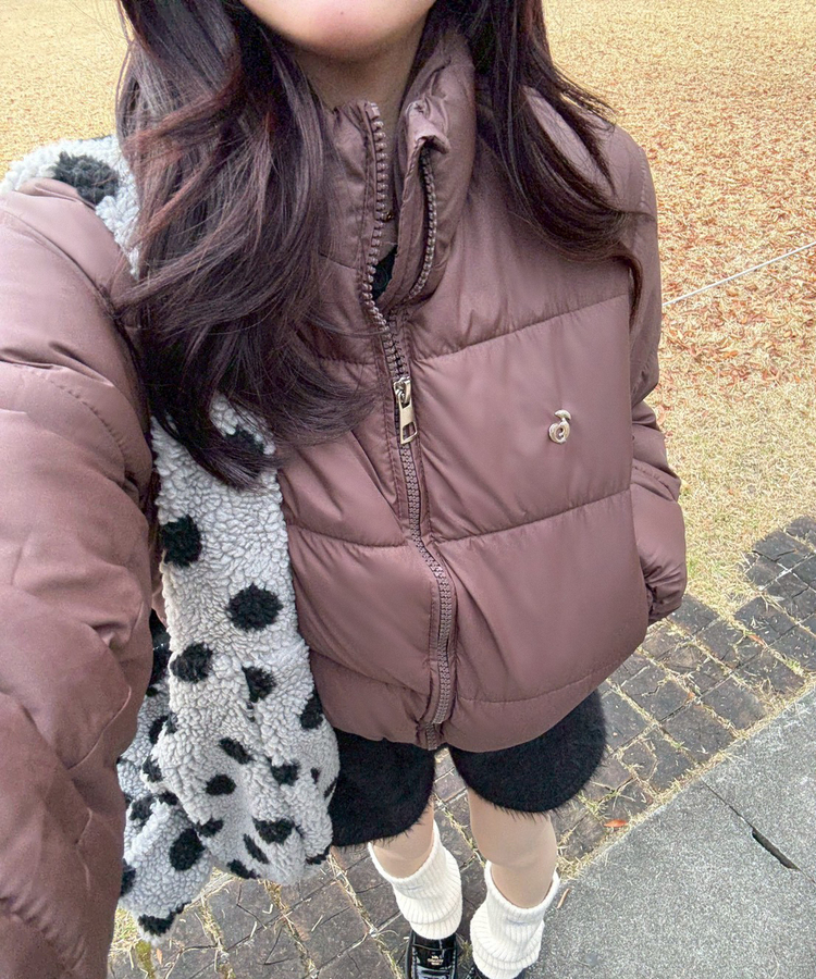 【❤️MADE】 ブローチ付きベーシックショートダウン BROWN