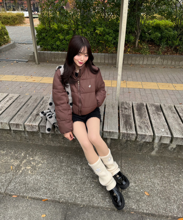 【❤️MADE】 ブローチ付きベーシックショートダウン BROWN