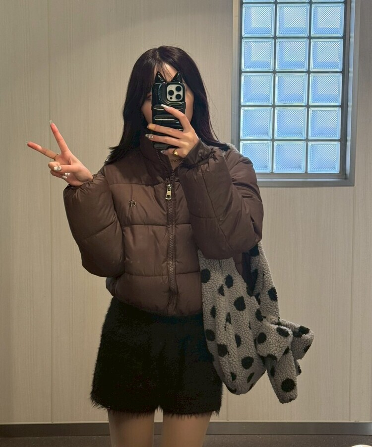 【❤️MADE】 ブローチ付きベーシックショートダウン BROWN