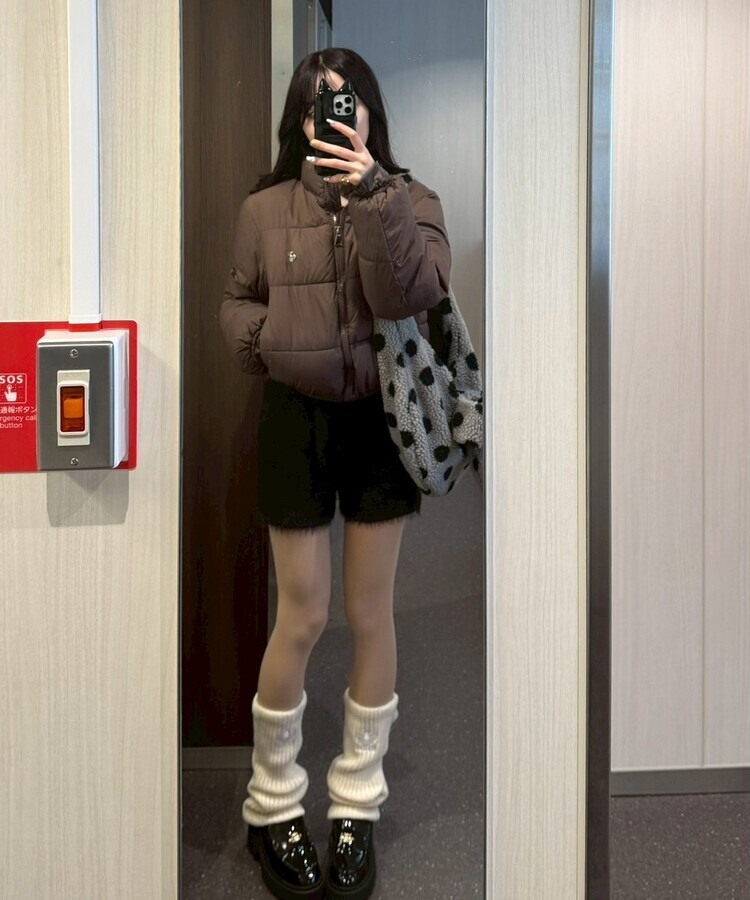 【❤️MADE】 ブローチ付きベーシックショートダウン BROWN