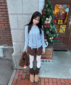 【❤️MADE/SET】ブローチ付きストライプＴシャツ SKY BLUE