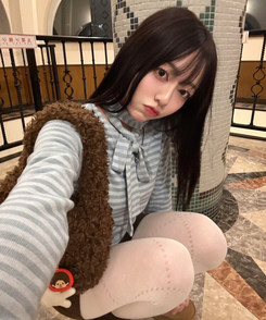 【❤️MADE/SET】ブローチ付きストライプＴシャツ SKY BLUE