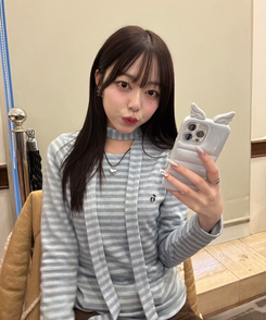 【❤️MADE/SET】ブローチ付きストライプＴシャツ SKY BLUE