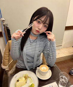 【❤️MADE/SET】ブローチ付きストライプＴシャツ SKY BLUE