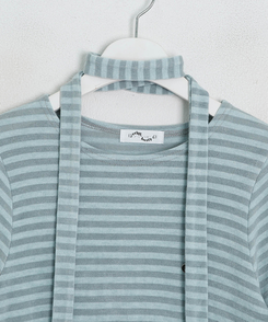 【❤️MADE/SET】ブローチ付きストライプＴシャツ